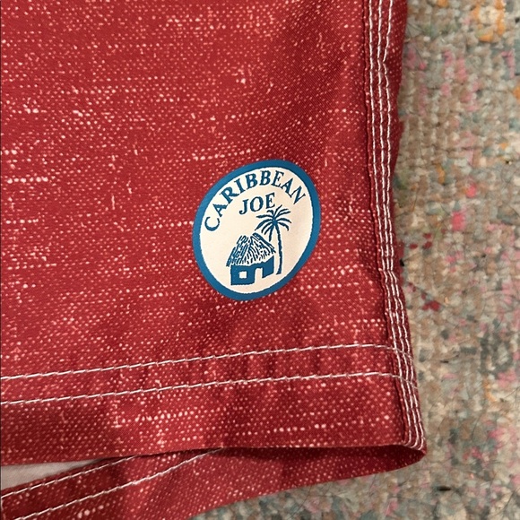 Caribbean Joe Red Swim Trunks w/ drawstring and pockets. - Picture 2 of 5
